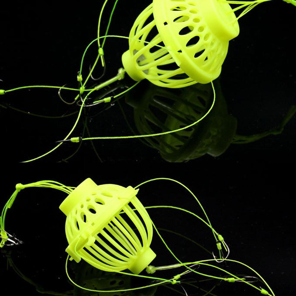 2Pcs/box Carp Fishing Explosion Bait Cage String Hooks Line Group High Carbon Steel Metal Feeder Holder Fishhook Accessories