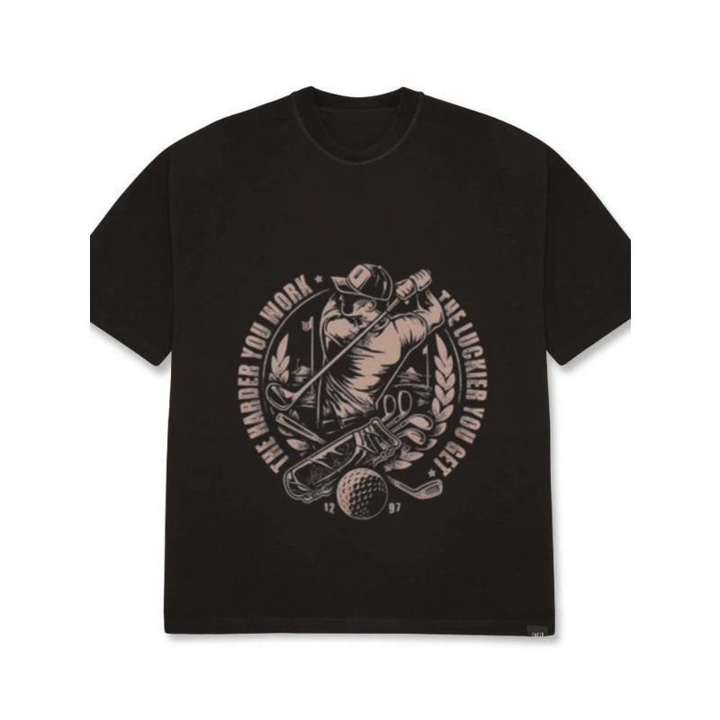 

Футболка оверсайз черная с дизайном гольф-клуба и мотивационной цитатой «Работай усерднее» для повседневной уличной одежды XXXXL чёрный