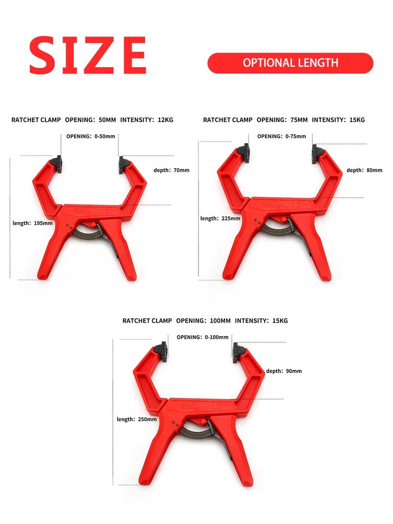 Ratchet Spring Clamp DIY Woodworking Tools 1Pcs 8 9 10inches Plastic Nylon Clamps Photo Background Strong Fixing Clip