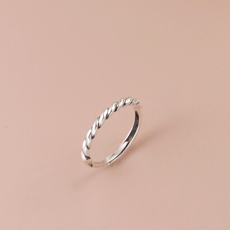 925 Sterling Silver Adjustable Twisted Ring for Women - Minimalist Index Finger Band