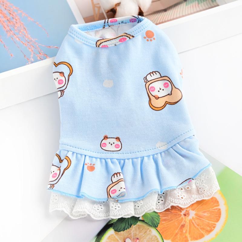 

Хлопковая одежда для питомцев кошка маленькая собака одежда для собак юбка в горошек весна и лето тонкая XXL синий