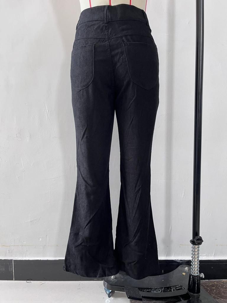 Vårmote Kordfløyel Slengbukser Vide Ben Bukser Dame Ensfarget Casual Komfortable Bukser