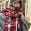 Retro Fashion Winter Women Knitted Scarf Headscarf Casual Preppy Plaid Tassel Scarve Lady Mujer Wrap Shawl Korean New Christmas