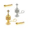 Antique Design Metal Fragrances Burners With Crosses Lid Frankincense Incenses Stove For Spiritual Use Home Church