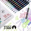 Outline Pen Set, 12Pcs Metallic Outline Marker Pens Gifts Card Writing Double Line Outline Pens Metallic Paint Markers