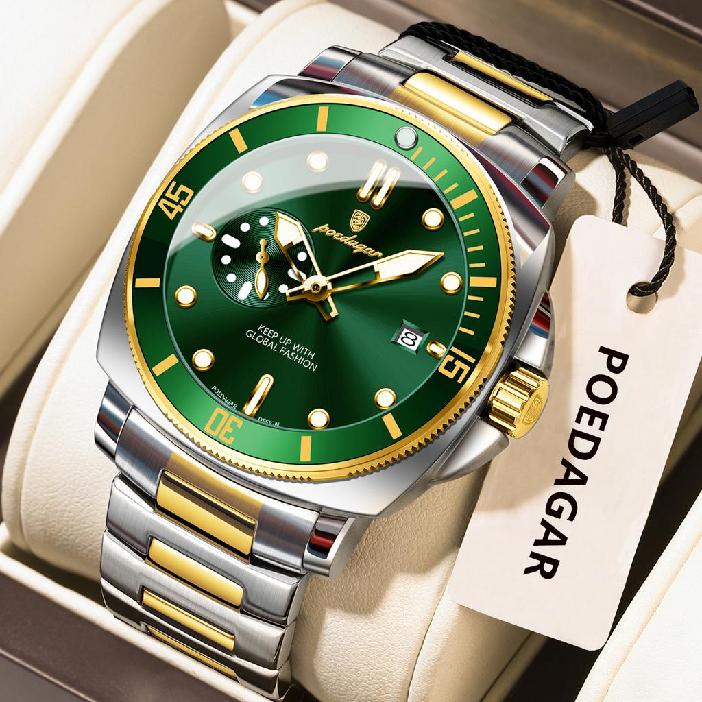POEDAGAR Fashion Luxury Watch For Men Waterproof Luminous Date Men's Watches Stainless Steel Business Quartz Male Wristwatch