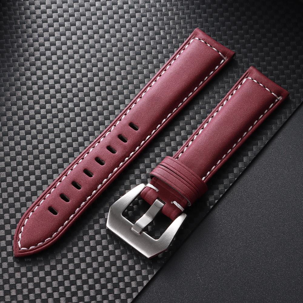 Genuine Leather Watch Band for Panerai Wrist Belt Vintage Matte Cowhide Strap Men Sports Bracelet Watchband 18mm 20mm 22mm 24mm