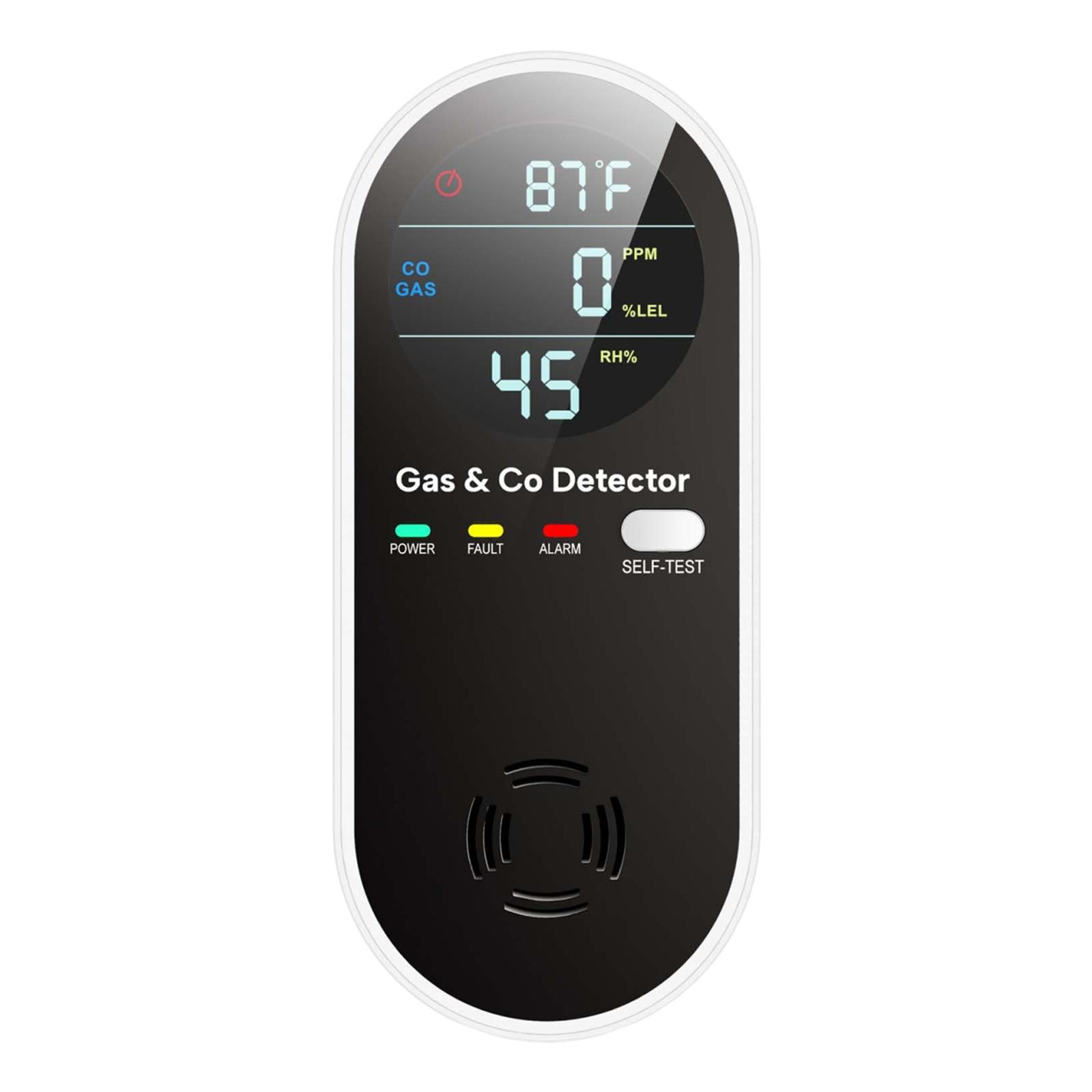 

4-in-1 Gas Leak Detector with Plug-in Power Gas Carbon Monoxide Alarm Temperature Humidity Sensor Digital Display Safety Monitor One Size