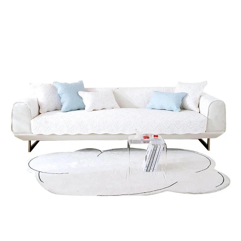 Cotton Quilted Embroidered Sofa Cushion Modern Simple Non-Slip Cotton Sofa Cushion Towel Four Seasons Universal Solid Color