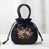 Retro Embroidery Drawstrings Handbags Storage Bags Women Purse Wallets Card Holder Bucket Shoulder Bag