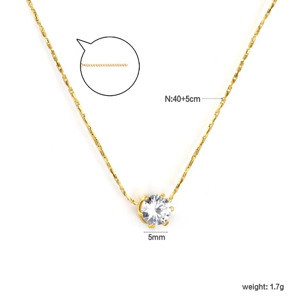 Simple Round White Diamond Pendant Necklace Elegant Versatile Collarbone Chain Jewelry For Women