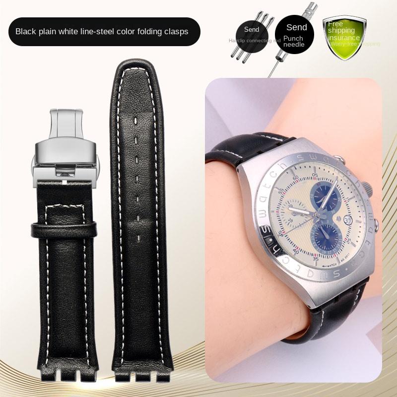For swatch YCS YAS YGS series watch band 17mm 19mm genuine leather Wrist Strap Women men watch strap belt bracelet accessories