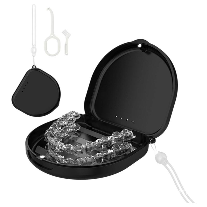 

Universal Clear Aligner Storage Box with Hygienic Airflow Design and Secure Easy Touch Closure чорний
