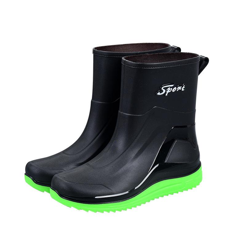 Mode mittelhohe Regenschuhe Herren rutschfeste Wasserschuhe thermische kurze Regenstiefel Herren Bündelmund Wasserstiefel Mode Gummischuhe Herren