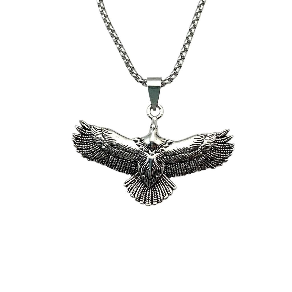 Retro Ethnic Eagle Feather Pendant Necklace for Men & Women - Trendy Stainless Steel Accessory