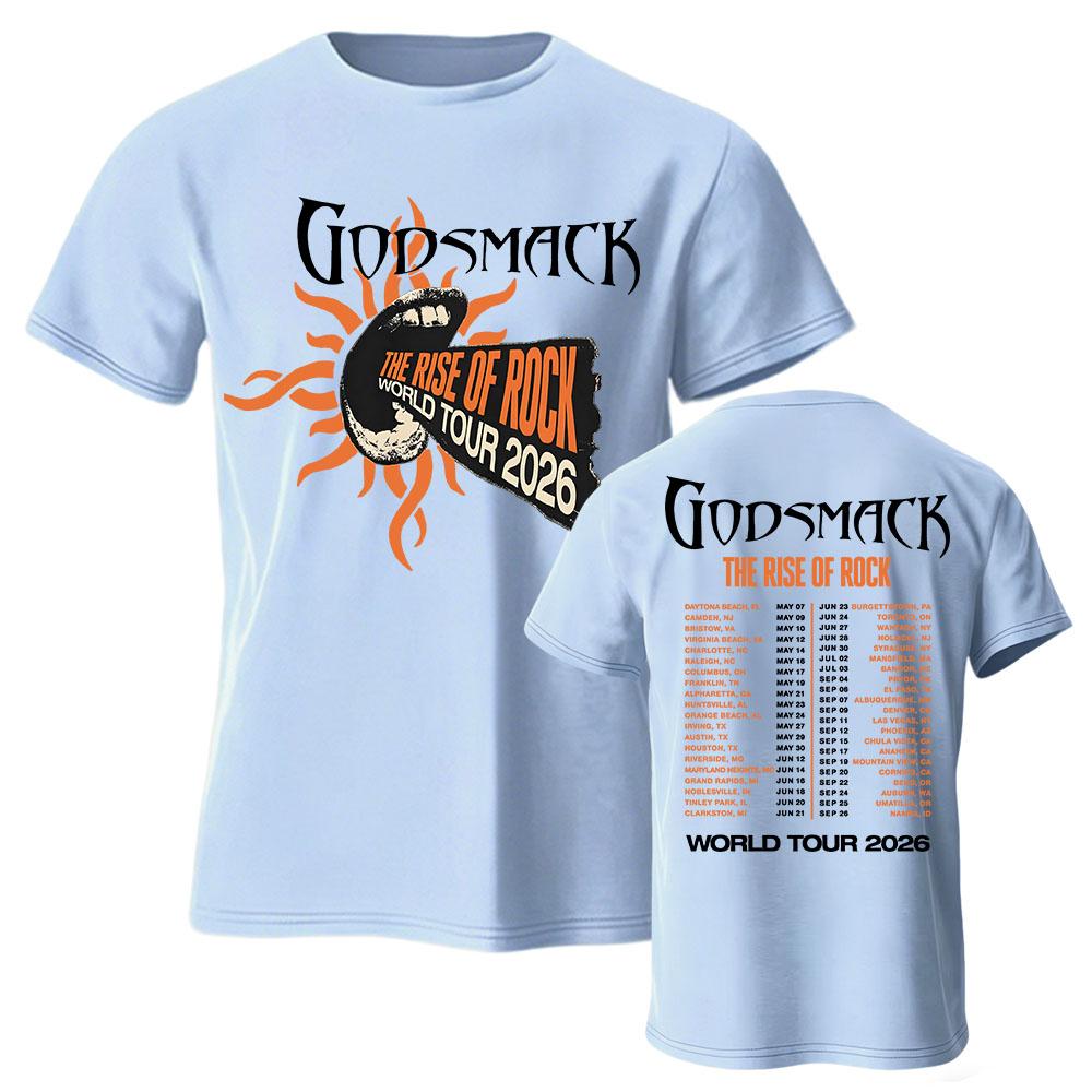 The Rise of Rock World Tour 2026 Tee GODSMACK Design Graphic Merch Short Sleeve Cotton Loose T-shirt Fashion Men Women Tshirts