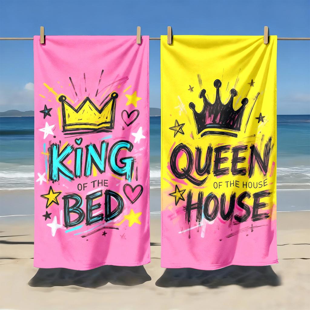 2 Stück passende Strandtücher für die königliche Familie: König, Königin, Prinz & Prinzessin Sommer Stranddecken