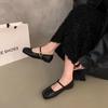 French square toe pumps single shoes women's shoes 2025 new summer fairy style flat Mary Jane shoes gentle wind