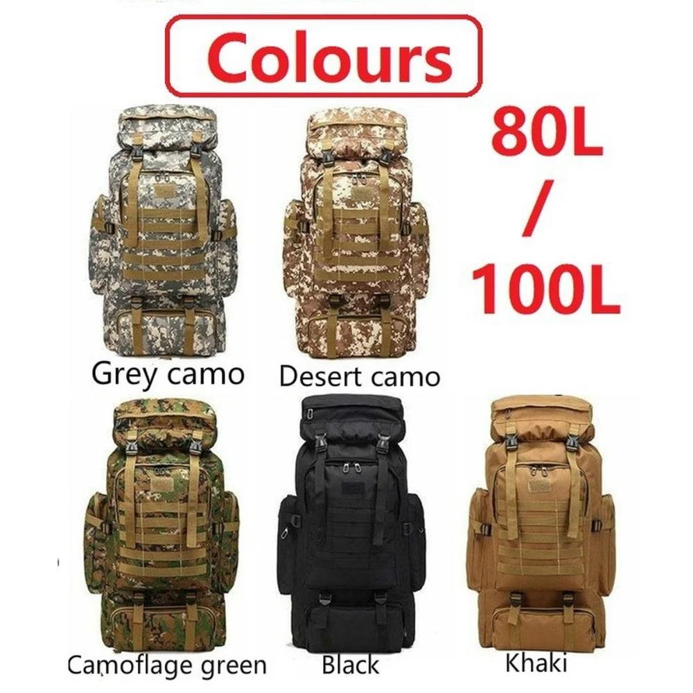 80L/100L Mountaineering Bag Climb Bag Tactical Backpacks Large Backpack Outdoors Hiking Camping Travel Bags