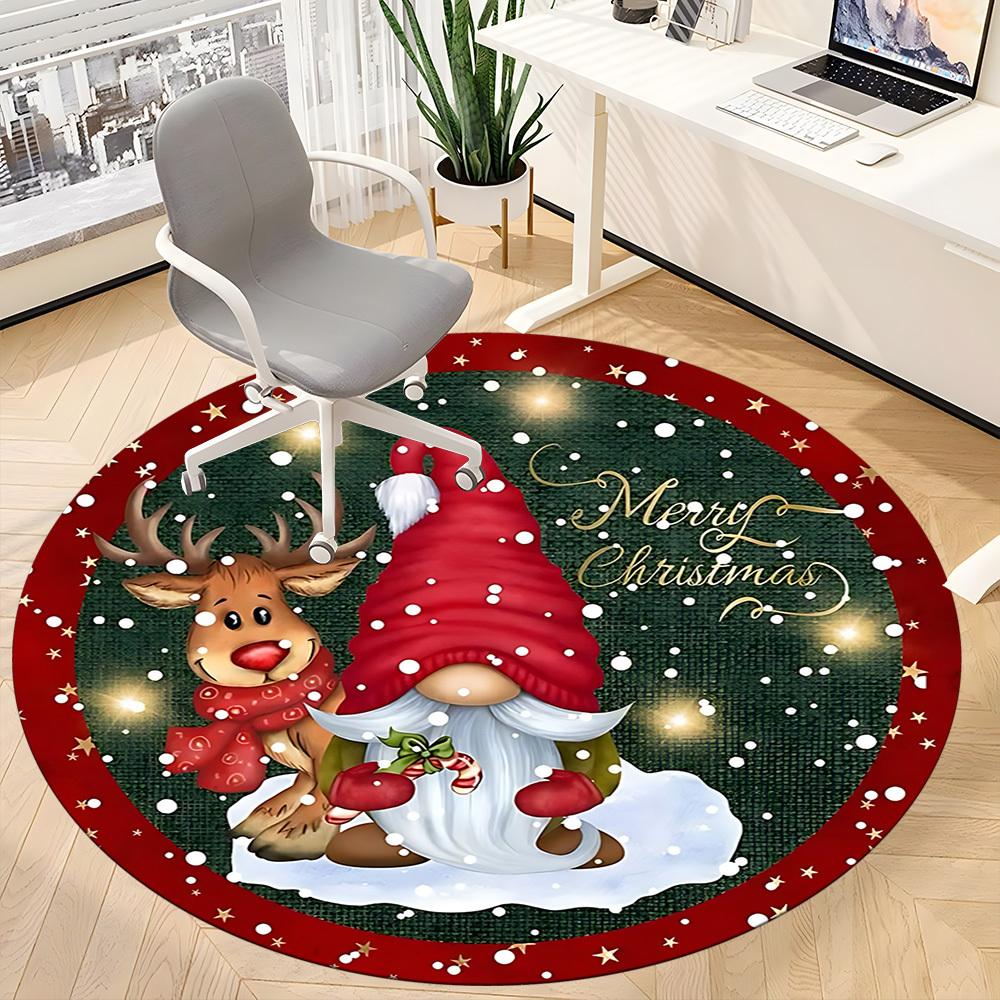 1pc Christmas Santa Chair Carpet for Office, Round Non Slip Durable Large Size Office Carpet, Suitable for Office