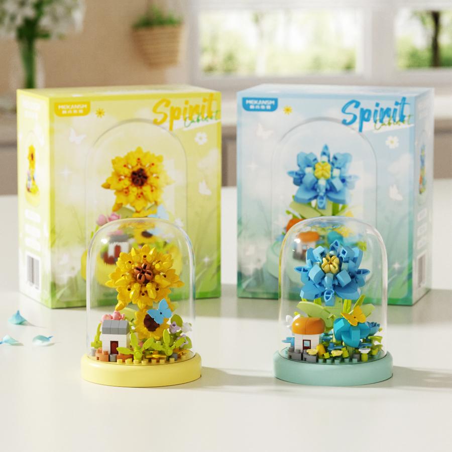 Bunte Mini-Blumen Haus Bausteine Mikro-Steine Pädagogisches Kinderspielzeug Geschenke für Weihnachten Neujahr Ornamente