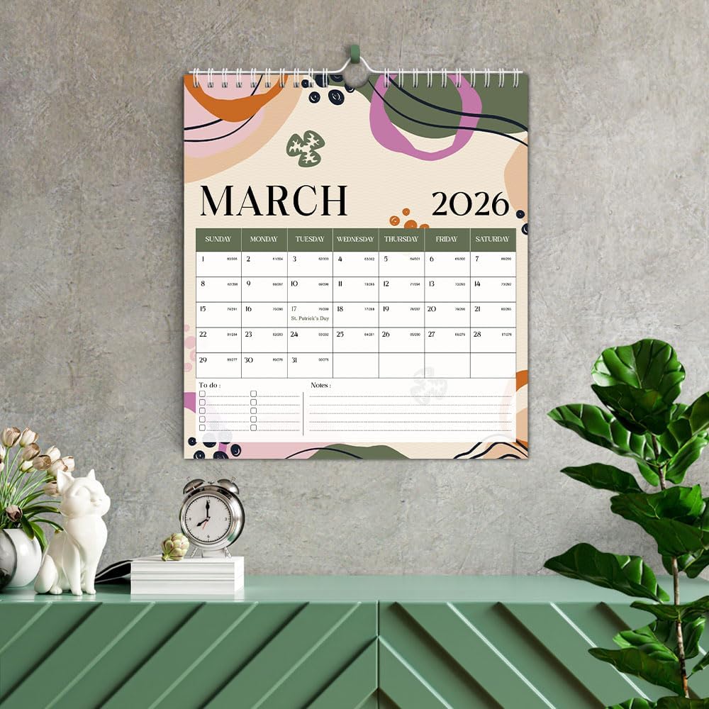 2026 Wall Calendar With Abstract Design, Jan 2026 - Feb 2027 Great Organizer For Anniversaries Appointments, Ideal For Home Or Classroom