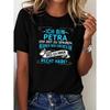 Women's Relaxed Fit Short Sleeve Crew Neck T-shirt with Humorous German Graphic Print, Soft Cotton Feel, Casual Everyday Wear