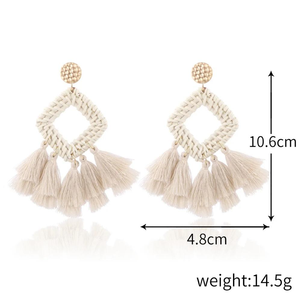 Bohemia Trend Bamboo Rattan Hand-woven Dangle Earrings for Women Creativity Charm Summer Beach Dangle Jewelry Holiday Accessory