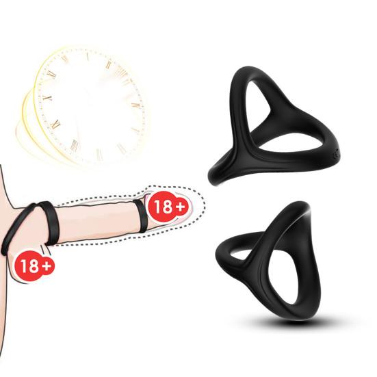 Penis Ring Firm-wrapped Stretchable Black Effective Dildo Foreskin Delay Ring for Bedroom