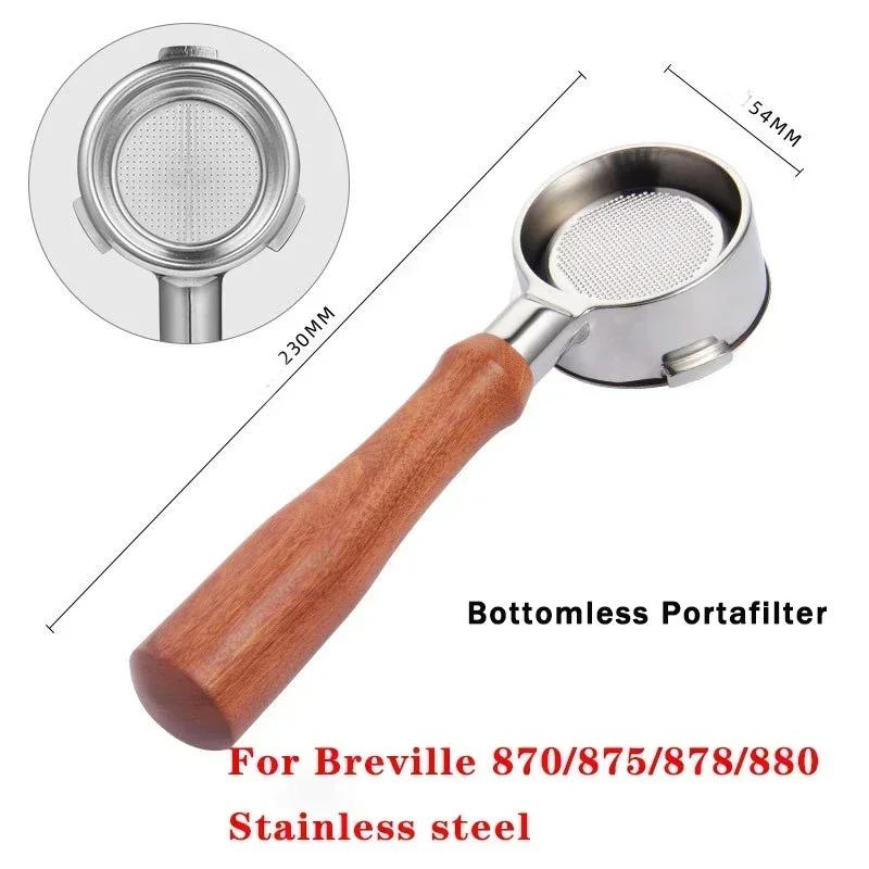 11mm Stainless Steel Double Mouth Portafilter for Breville Sage871/871/878/881 Bottomless Coffee Filter Handle Modification Tool