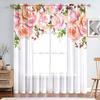 1pc Window Sheer Curtain Living Room Bedroom Dining Room Corridor Office Gym Romantic Warm Flowers Valentine's Day Roses Translucent