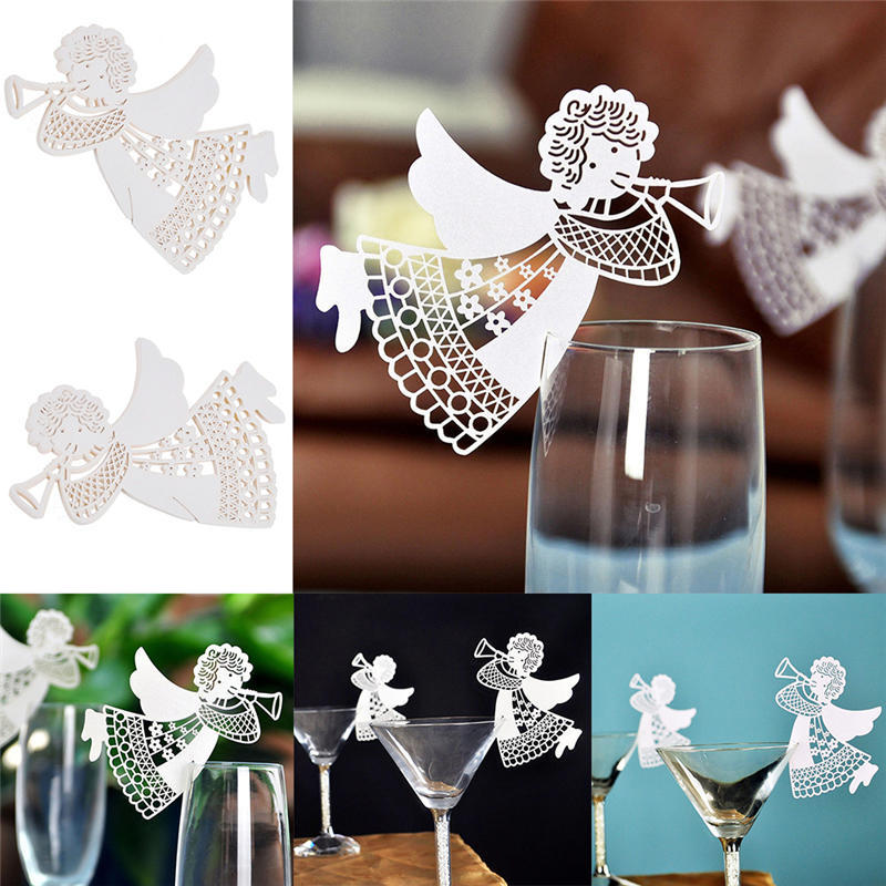 Hot Flying Angel Name Place Card For Wedding Party Table Wine Glass Decoration