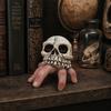 Skull Finger Ornament, Resin Carving Halloween Decoration, Lifelike Bone Texture Scary Dark Hunting Style Figure, for Outdoor Party Desktop Gift