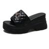 Chain Wedges Slippers Women High Heels Platform Shoes Summer Luxury Open Toe Flip Flops Beach Sandals Pumps Mujer Slides
