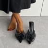 Sandali da donna di lusso sexy con stampa leopardata moda estiva nuovi fiocco tacco a stiletto punta chiusa tacchi alti da donna