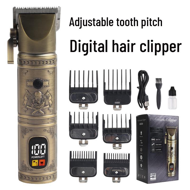 

Аккумуляторная металлическая электрическая машинка для стрижки волос с цифровым ЖК-дисплеем и регулируемым шагом зубцов для домашнего использования