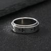 Rotatable Metal Cross Ring For Men Women Silver Color Stainless Steel Ring Punk Gothic Simple Accessories Christian Jewelry Gift