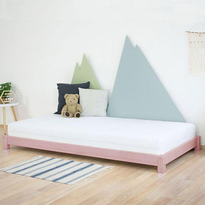 Lit enfant - BENLEMI - TEENY - 80 x 160 cm - Bois massif - Rose pastel