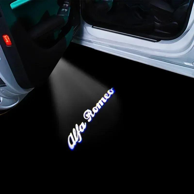 2026 Hot Alfa Romeo 2Pcs 3D LED Car Door Logo Lights Projector Laser Ghost Shadow Lamp For Alfa Romeo 159 Giulia Giulietta Mito