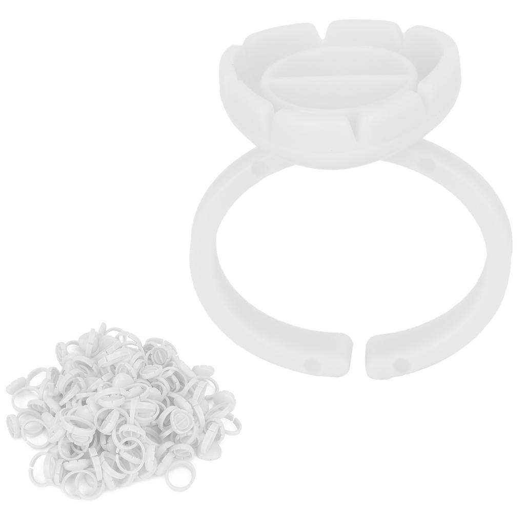 100pcs Lash Glue Holder Ring Cup Eyelash Extensions Quick Blossom Cup Lash Organizer ToolWhite