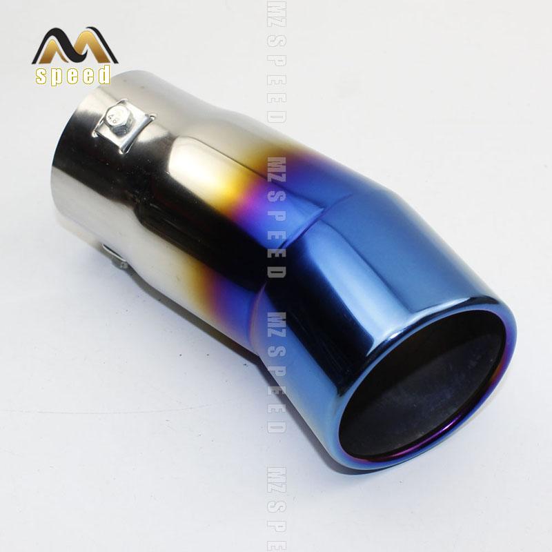 Universal Car Rear Round Exhaust Pipe Tail Muffler Tip Chrome Stainless Steel Automobile Muffler Tip Replacement For Auto Acce синий