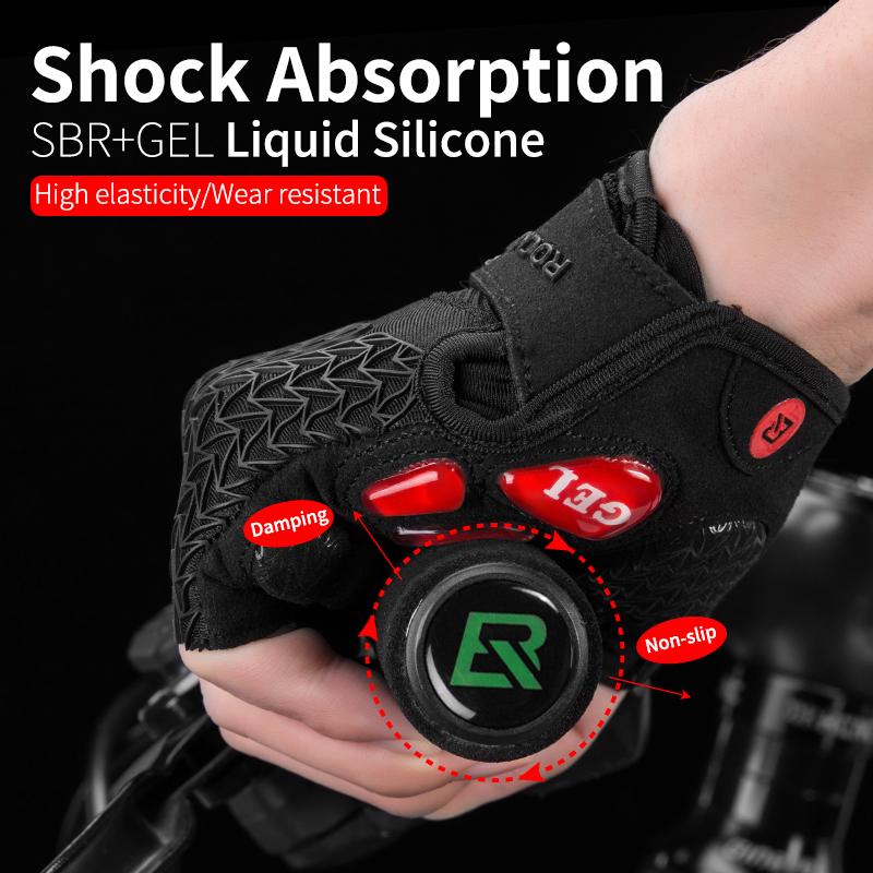 Guanti da Ciclismo Rockbros Mezza Dita Uomo Donna Antiscivolo Imbottitura in Gel Traspiranti Guanti per Moto Bici da Montagna Bici da Strada Guanti Sportivi per Bicicletta