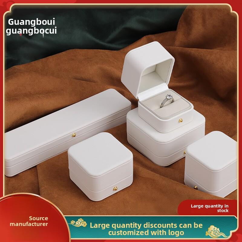 White PU Leather Jewelry Box for Rings Earrings Necklaces Bracelets Storage Organizer