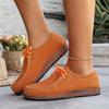 Women's Casual Faux Suede Walking Shoes Round Toe Lace-Up Work Office Driving Moccasins Shoes for Women Non-Slip Comfortable Penny Flat Loafers