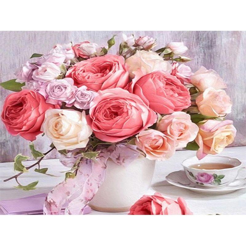 Diamond Painting Flowers Diamond Embroidery Kit For Adults Kids Diamond Mosaic Cross Stitch Decoration 40*50