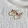 Camellia Temperament No Ear Pierced Ear Clips Pearl Flower Checkerboard Diamond Triangular Ear Clips Niche Earrings Women