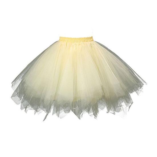 Damen Tüllrock 50er Tutu Petticoat Elastische Taille Kurz Ballett Krinoline Petticoat Karneval Kostüm Unterrock