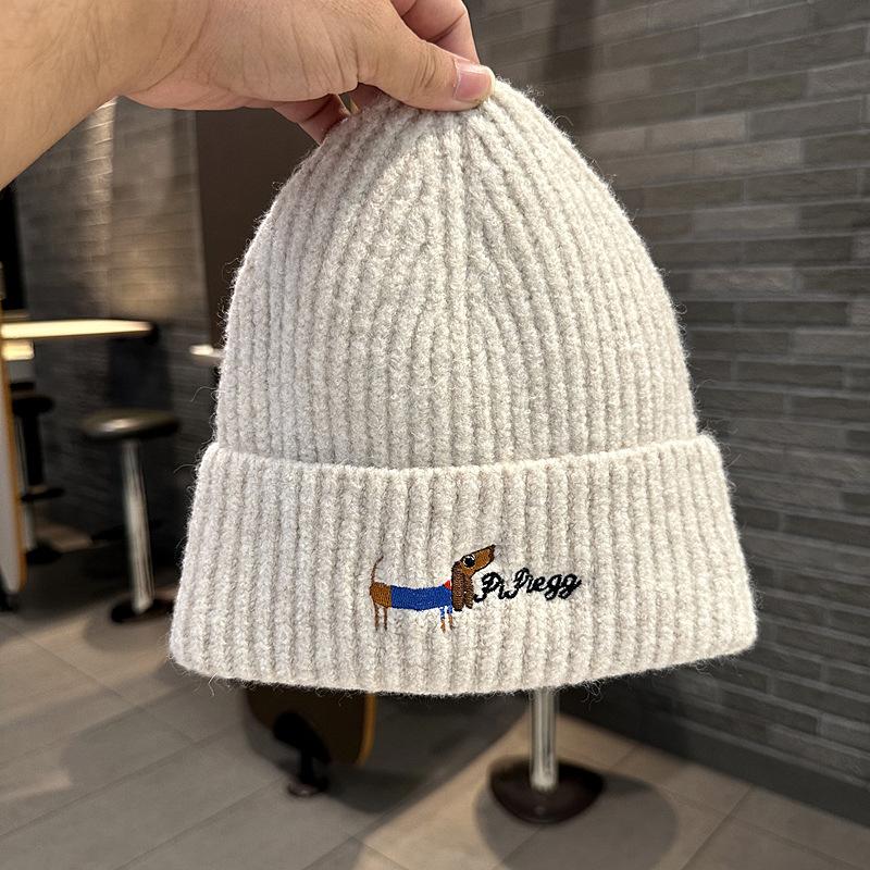 Autumn and Winter Hat Women's Fashion Knitted Wool Hat Cute Velvet Ear Protector Warm Cold Hat