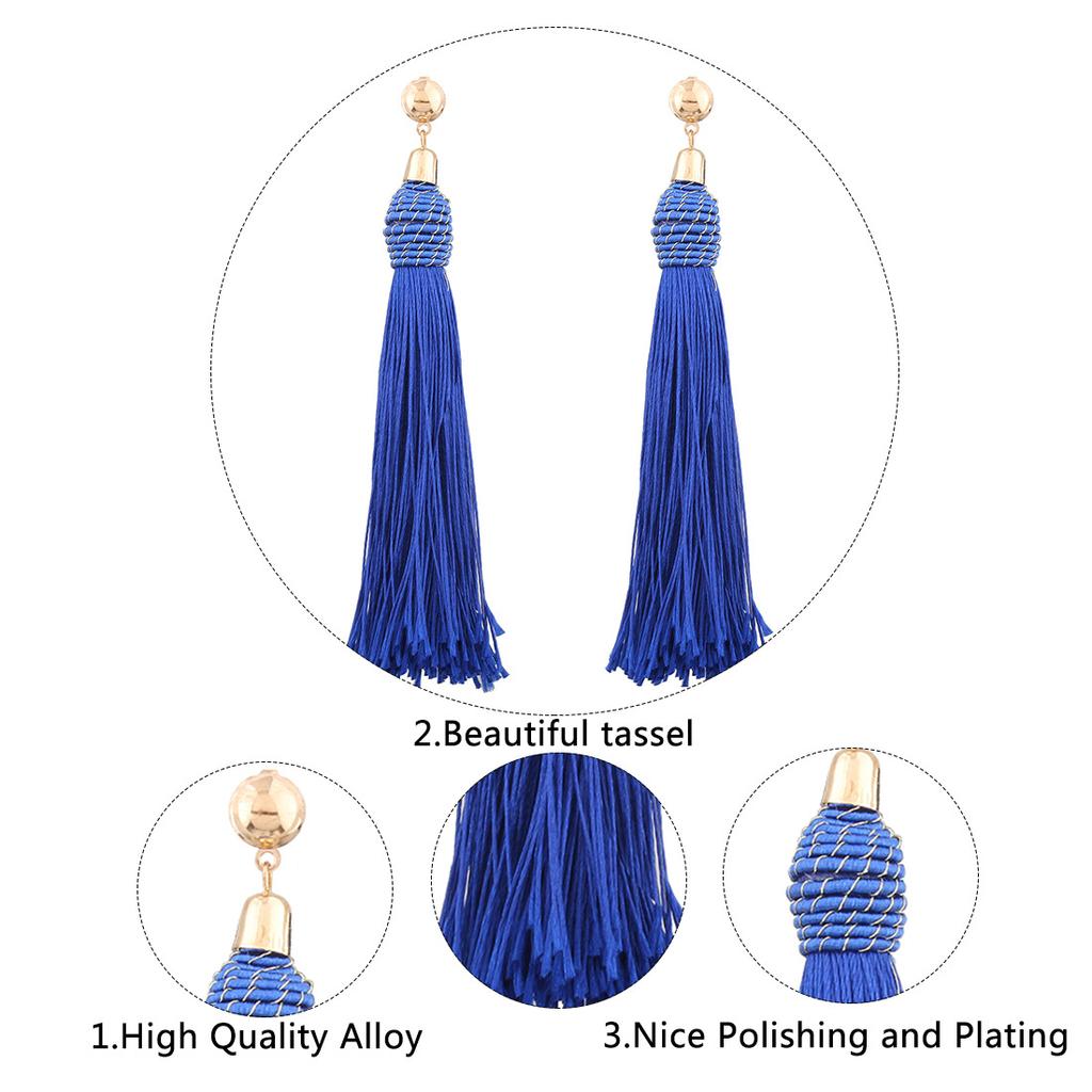 Bohemia Long Tassel Earrings Women Fashion Dangle Earrings Ethnic Jewelry Pendientes