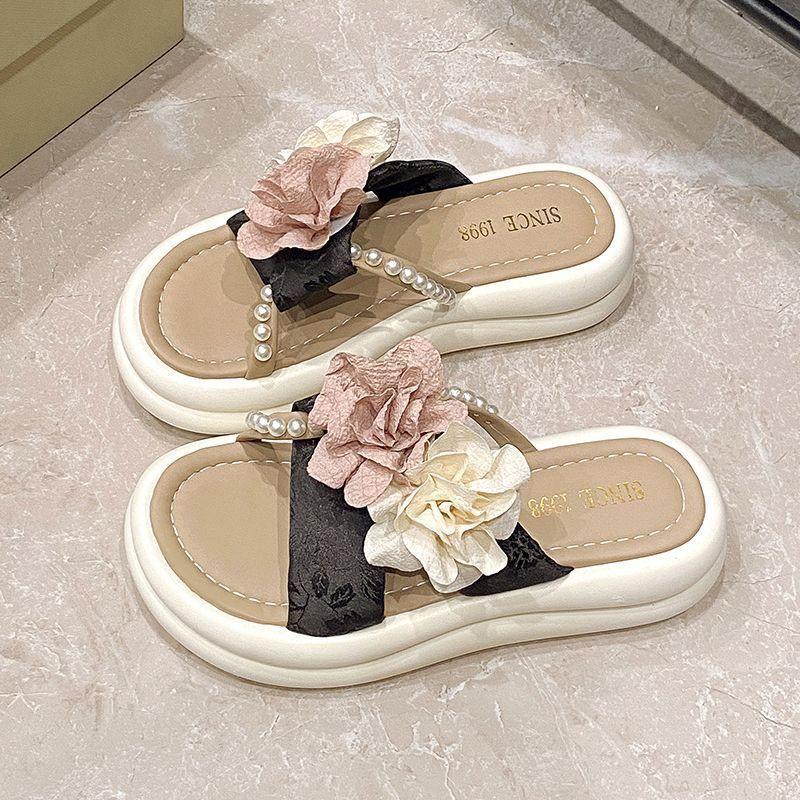 Fashion Women's Platform Sandals 2025 Summer Fashion Flower Skirt Outdoor Slippers Height Increase Lightweight Comfortable Flat Shoes